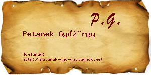 Petanek György névjegykártya